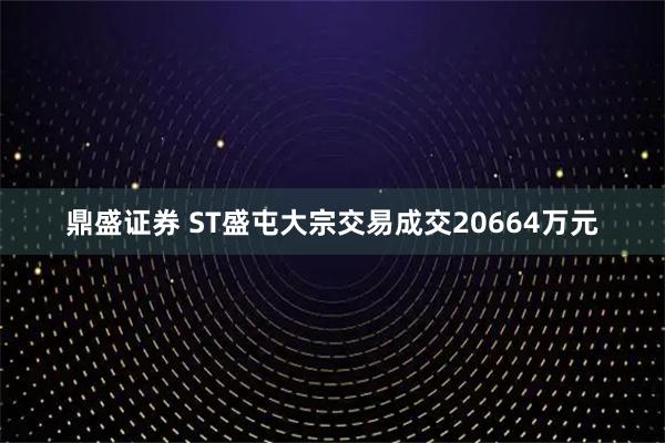 鼎盛证券 ST盛屯大宗交易成交20664万元